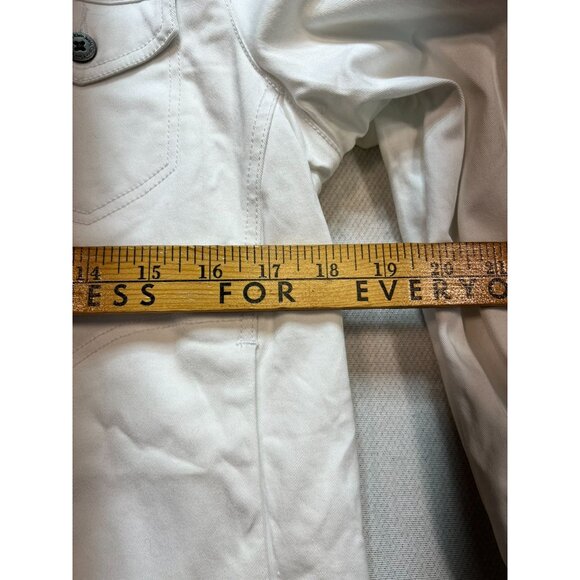 Calvin Klein Jeans Womens denim Jacket Medium White Button Front Embroidered - Picture 8 of 12